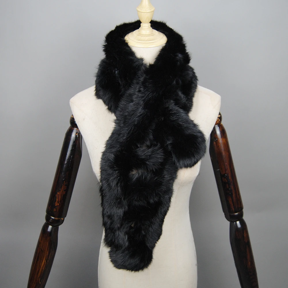 thumbnail image 1 of Bufanda de invierno de lujo de piel de conejo auténtica natural, bufanda cálida de moda, suave y gruesa, bufanda tipo chal para adultos, niños, mujeres y niñas, 1 of 5