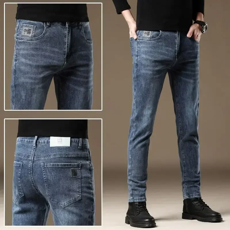 thumbnail image 1 of Pantalones vaqueros ajustados para hombre, pantalones pitillo ajustados, vaqueros negros para hombre con bolsillos, ropa de calle Y2k ajustada, moda grunge 2024, tallas grandes, 1 of 5