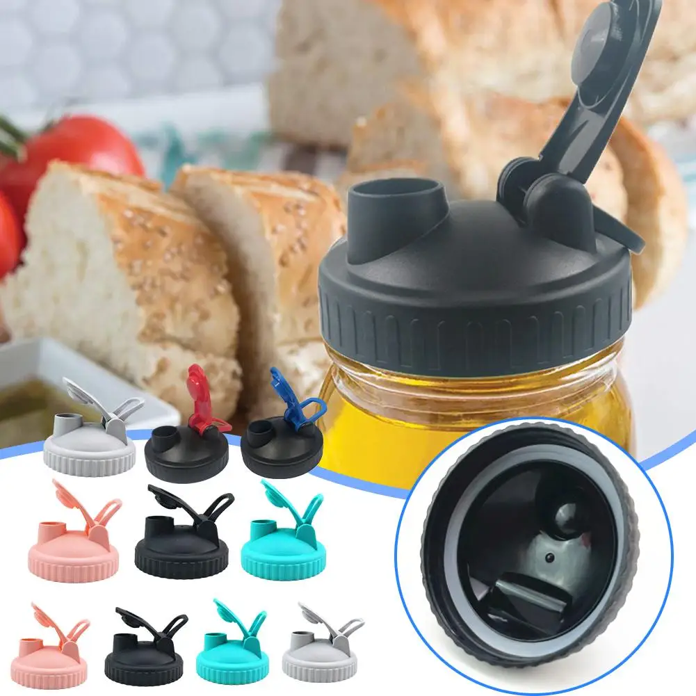 Wide Mouth Jar Lids With Handle Reusable Airtight Leak-proof Seal Easy Pouring Spout Mason Jar Lids Jars Cover Bottle Caps