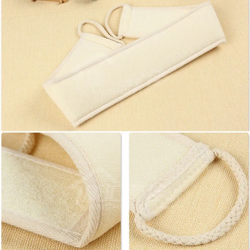 Exfoliating Loofah Back Scrubber For Shower Natural Long Handle Loofah Back Strap Washer Sponge Spa Body Skin Brush CleaningTool 6