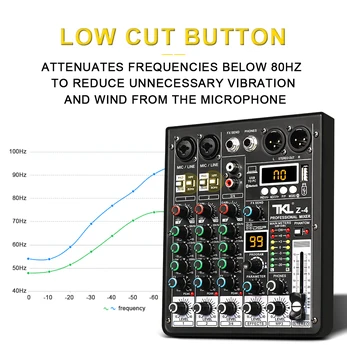 TKL 4 Channel 99 DSP Audio Mixer 48V Phantom Power USB Studio Sound Mixers Bluetooth DJ Console Mixing for Karaok 6