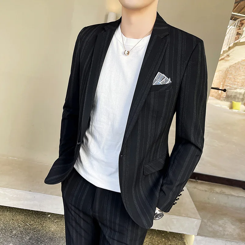 Spring and Autumn Business Leisure Suit for Men High-grade (suit + Trousers) Stylish and Handsome Two-piece Set M-5XL