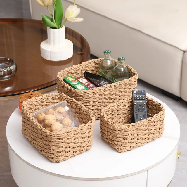 Handmade Straw Storage Baskets (3pcs) 2