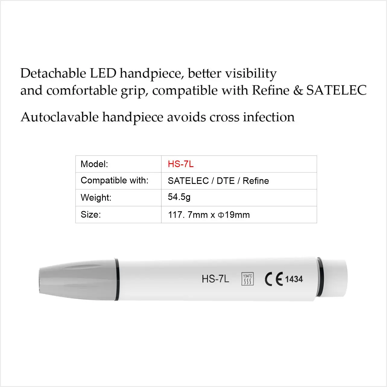 Dental Ultrasonic Piezo Scaler Handpiece Dental Handle with LED Fit for EMS WOODPECKER VRN SATELEC DTE Refine HP-3H HP-5L HS-7L 6