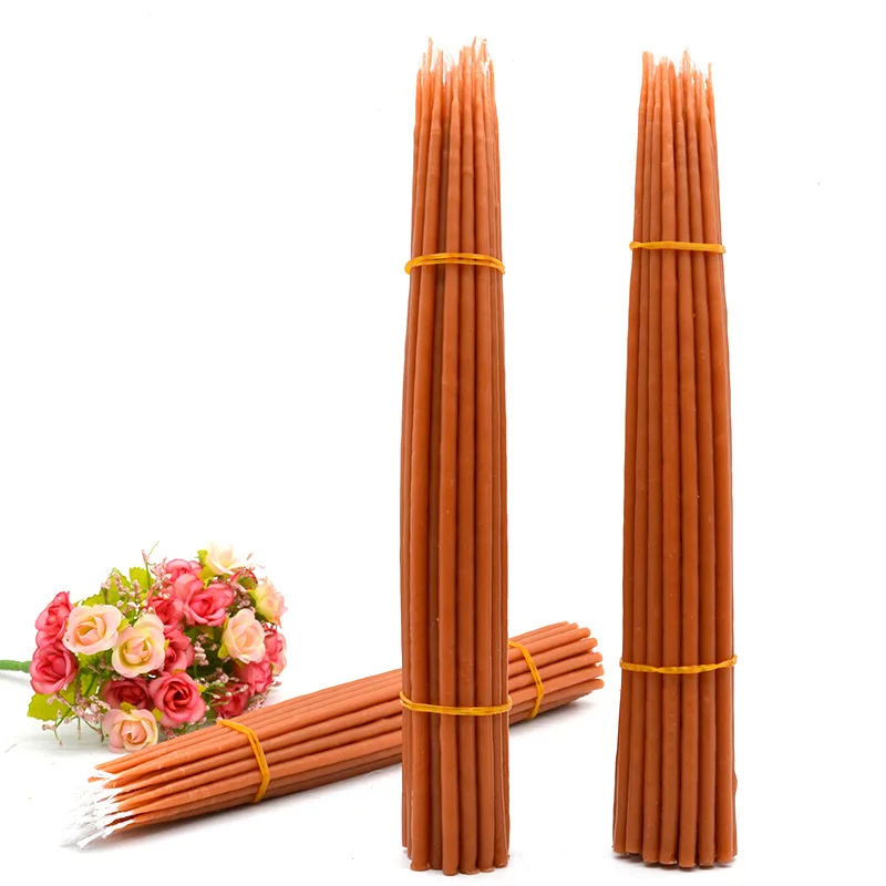 33 PCS Handmade Thin Tapered Pure Beeswax Candles With Cotton Wick for Ceremonies, Rituals, or Prayer