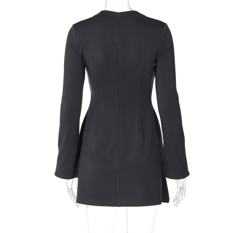 Elegant O Neck Long Sleeve Pactchwork Mini Zipper Women'S Dresses Winter Party Club Korean Wholesale Y2K Casual Clothes