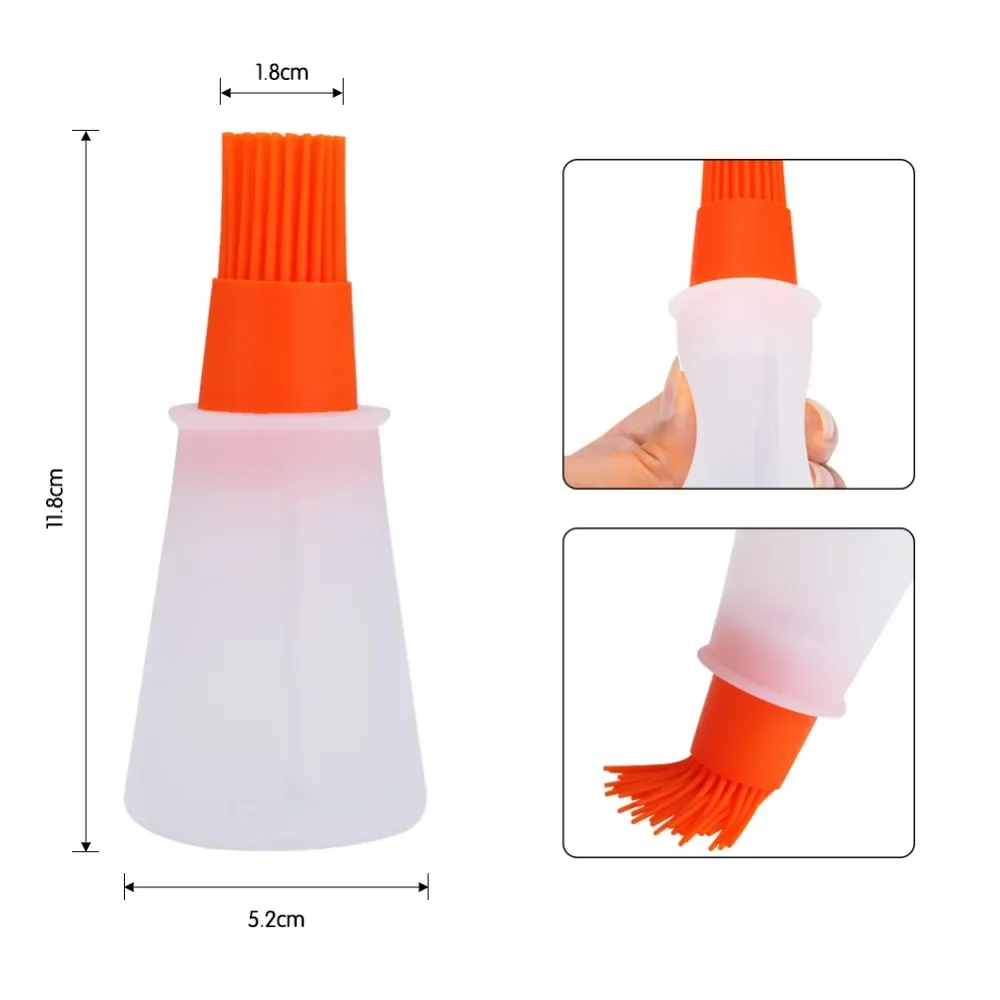 1Pcs Silicone Oil Bottle Baking Brush Liquid Oil Honey Brushes Barbecue Tool Portable Basting Pancake Kitchen Cooking BBQ Tool