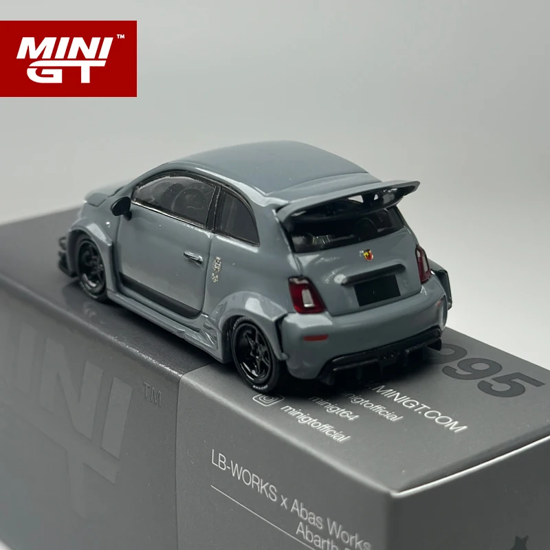MINIGT 1:64 Abarth 595 LB-WORKS x Abas Works 회색 합금 자동차 모델 995