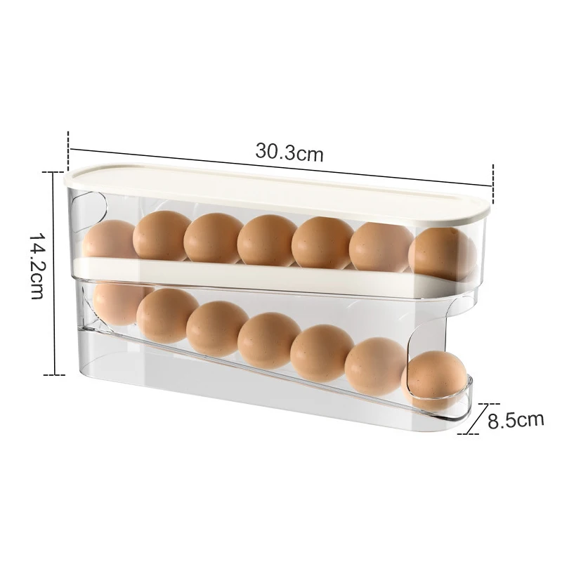 Eggs Dispenser Auto Rolling Egg Holder For Fridge Space-saving Auto Rolling Large Capacity Organizer Storage 10 &deg;