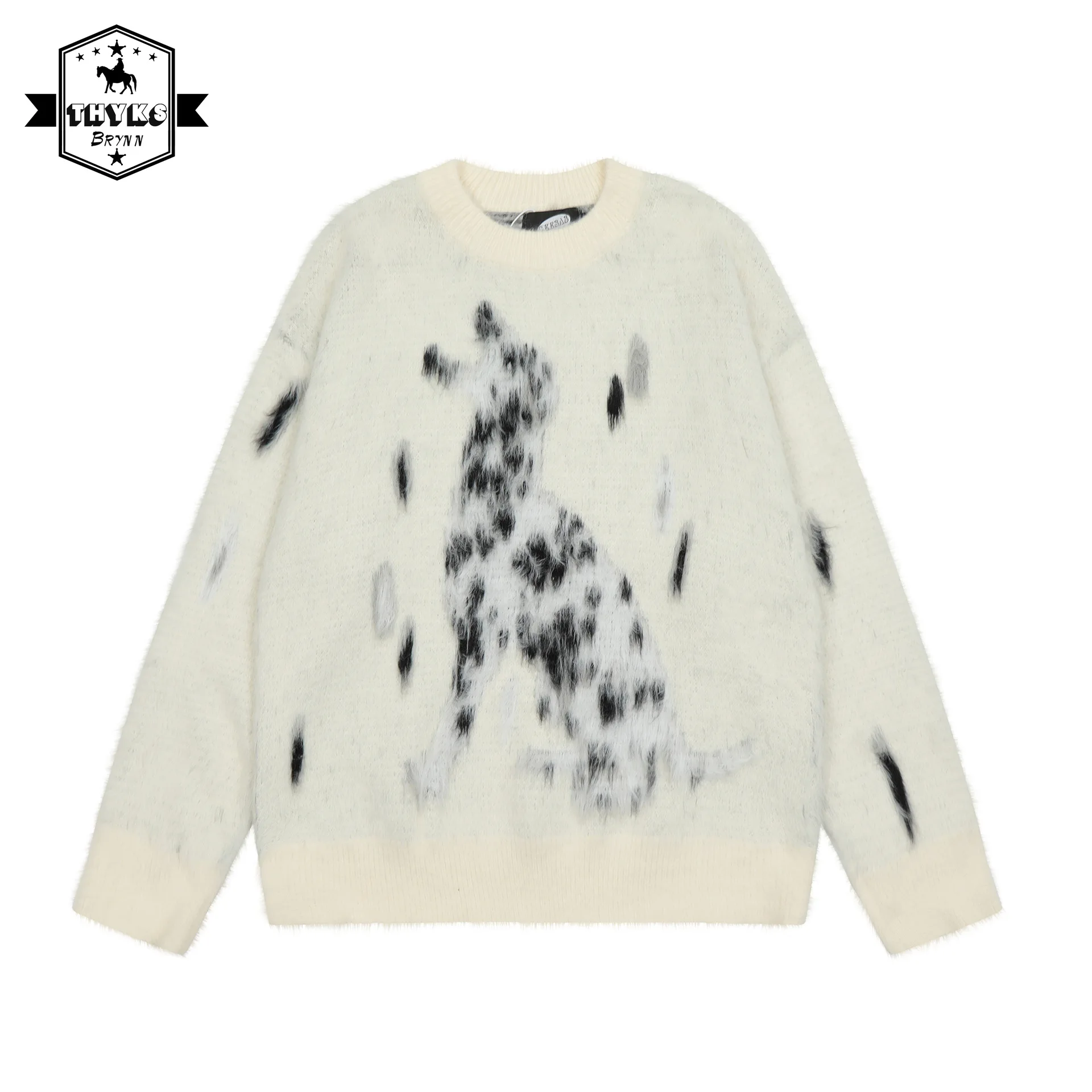 

Свитер Женский вязаный в стиле Харадзюку, Пушистый джемпер в стиле хип-хоп, пуловер в стиле оверсайз, голубой унисекс, для мужчин и женщин, Y2K