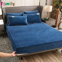 Winter Plush Elastic Fitted Sheet Double Bed Sheet Soft Warm Velvet Bedspread Mattress Cover Bed Linen Protector Twin Queen King 1