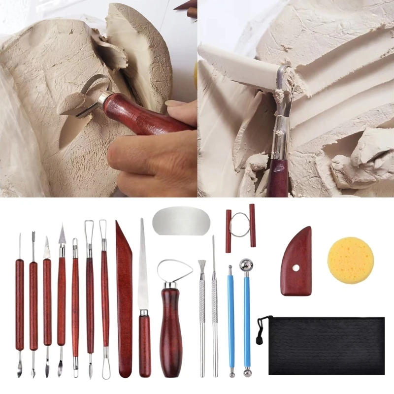 

19x/компл. инструмент для лепки из глины DIY инструмент для резьбы по глине, инструмент для моделирования, двусторонний для для