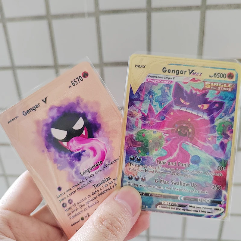 2023 Pokemon Carte Di Metallo Lettere Spagnolo Charizard Pikachu Gengar Mewtwo Shiny Iron Pokragon Gx Vmax Ex Gioco Giocattoli Per Bambini
