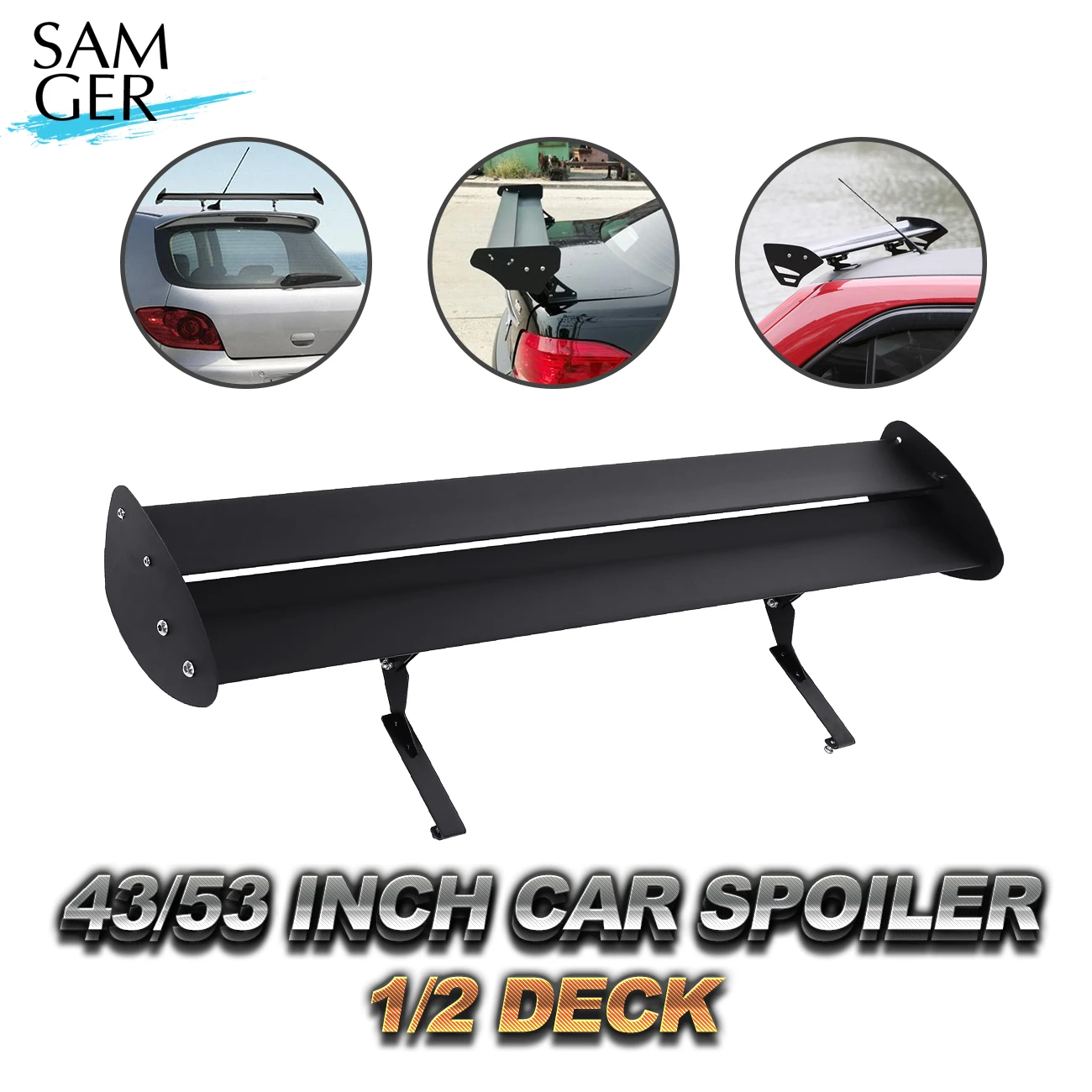 Samger 110/135cm Universal Racing Spoiler Hatch Adjustable Aluminum GT Rear Trunk Wing Single/Double Deck Sport Spoilers 2Color jeep tj fender flares