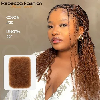 Rebecca Afro Kinky Bulk Human Hair for Braiding, Ginger Color#30 Braids, DIY Your Mini Twists, Extremely Soft Hair,50g Per Pack 1