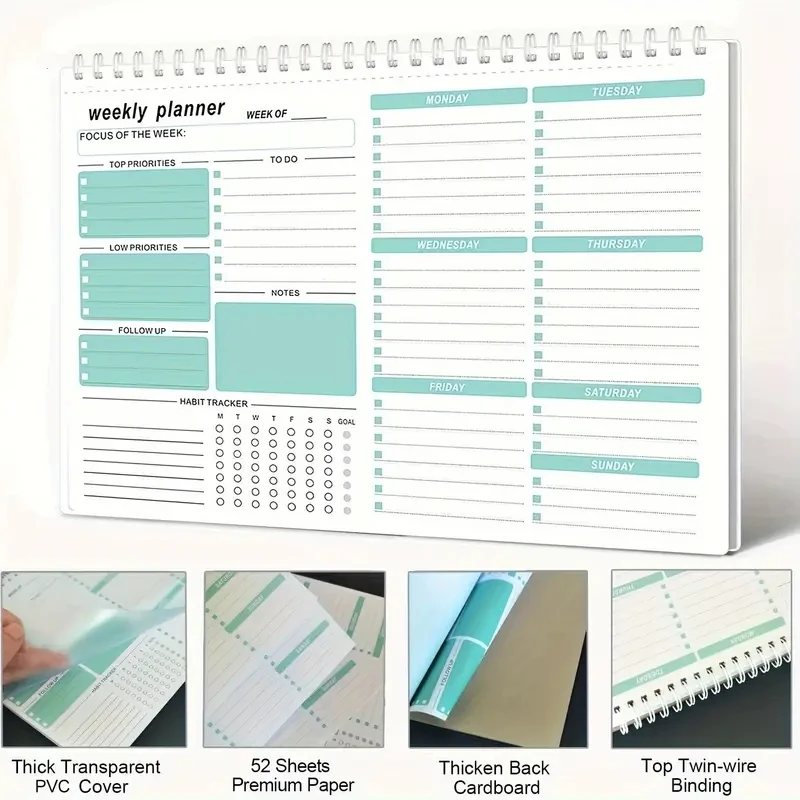 Weekly planner notebook 1pc weekly goals schedule planner to do list notebook calendars organize