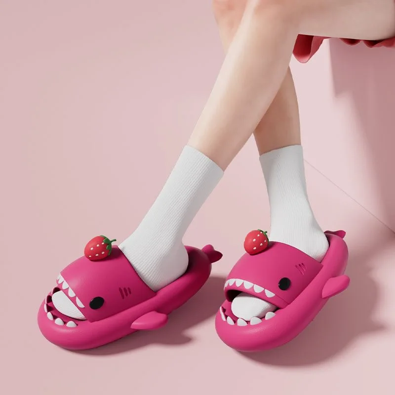 2024 Cute Panda DIY Shark Slippers Women Men Summer Platform Shoes Night Glowing Lantern DIY Couples Indoor Shower Beach Slides 2