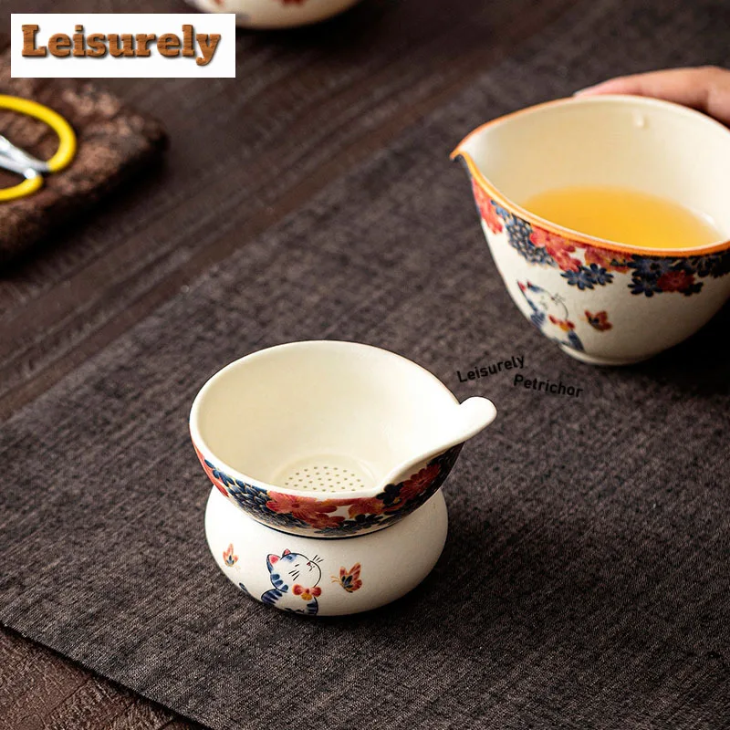 Mineral Rocks White Little Cat Tea Separator Infusor Antique Tea Strainer Dispenser Tea Brewing Tea Filter Chinese Tea Set Gift