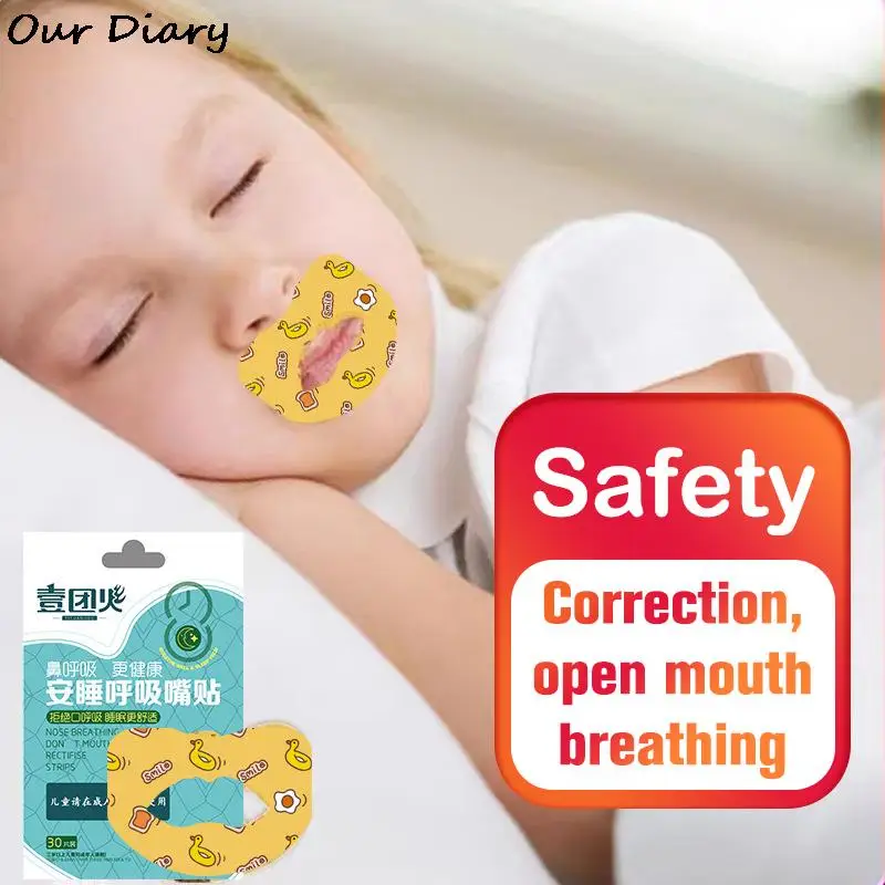 

30 шт. желтая утка наклейка против храпа для детей ночного сна губы носа улучшение дыхания коррекция рта наклейка