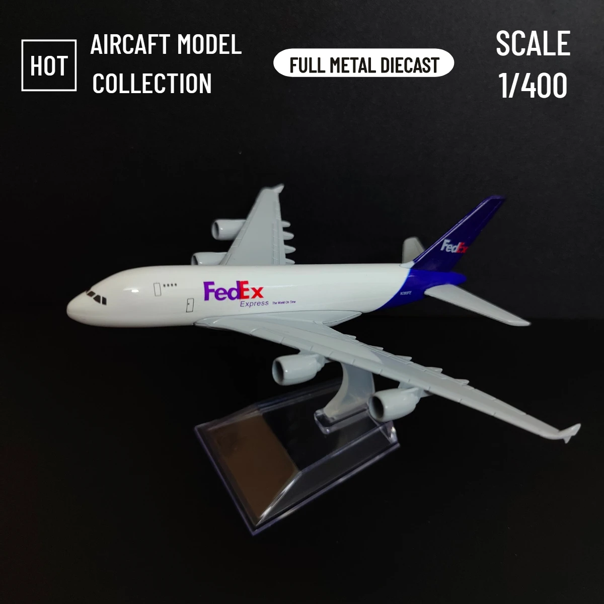 

Scale 1:400 FEDEX A380 Metal Aircraft Replica Plane Model Aviation Diecast Home Decor Miniature Art Toy Figure