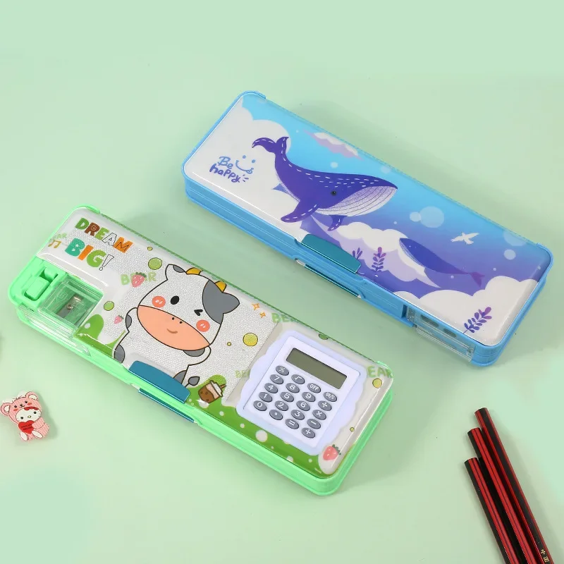 Cartoon Computer Stationery Box Children's Multifunctional Pencil Case Creative Student Supplies Large Capacity Sharpener