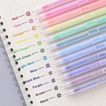 12 pz/set Kawaii Colorato Carino Penne Gel 0.5mm Penna A Sfera per le Ragazze Studente Ufficiale Carino Ritorno A Scuola Forniture di Cancelleria 1