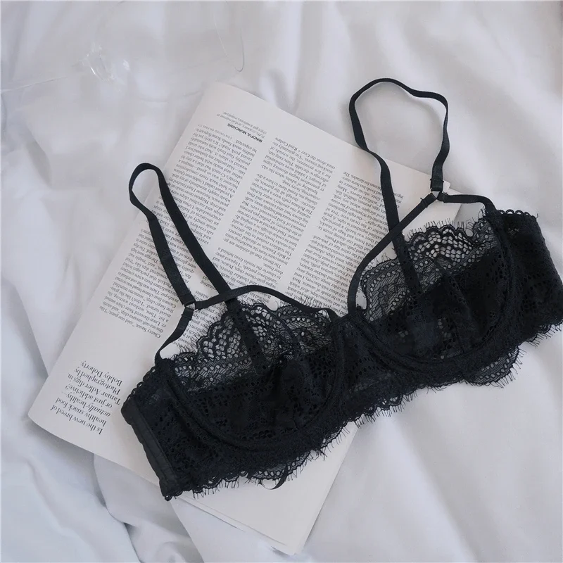 Intimo da donna Bralette Set Lingerie sexy Reggiseno erotico in pizzo Intimo femminile Reggiseno in pizzo Mutandine Reggiseno perizoma e set di slip - immagine 3