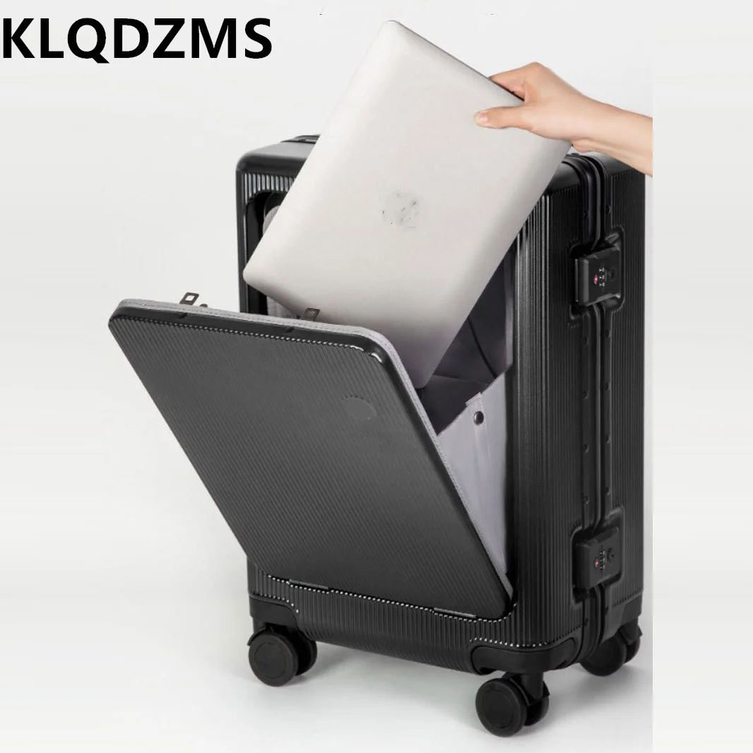 KLQDZMS Travel Luggage Bag Front Opening Aluminum Frame Boarding Case Laptop Trolley Case 20