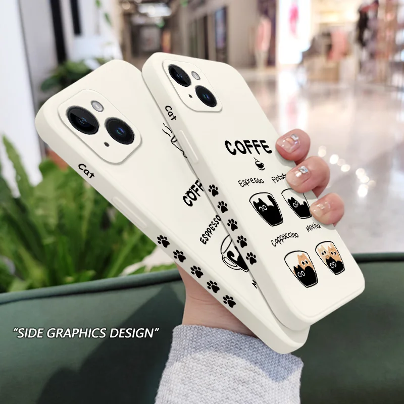 Adorable Coffee Cat Silicone Phone Case Cover