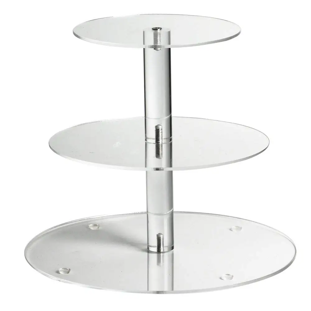 

Acrylic Cupcake Stand, Clear Dessert Tower Holder Display with Base for Wedding, Party, Baby Shower, 3 Tier Round, Transparent