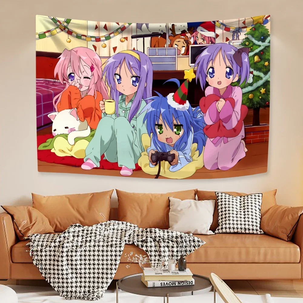 VIKAMA Lucky Star Maid Wandteppich, bunt, Anime-Mädchen, Wandbehang, geeignet für Schlafzimmer, Wohnheim, Kawaii, ästhetische Dekoration – Detail 2