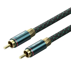 Premium Hi - Fi Silver - Plated RCA Audio Cable with Cotton Braided Design - 5m (Green)
