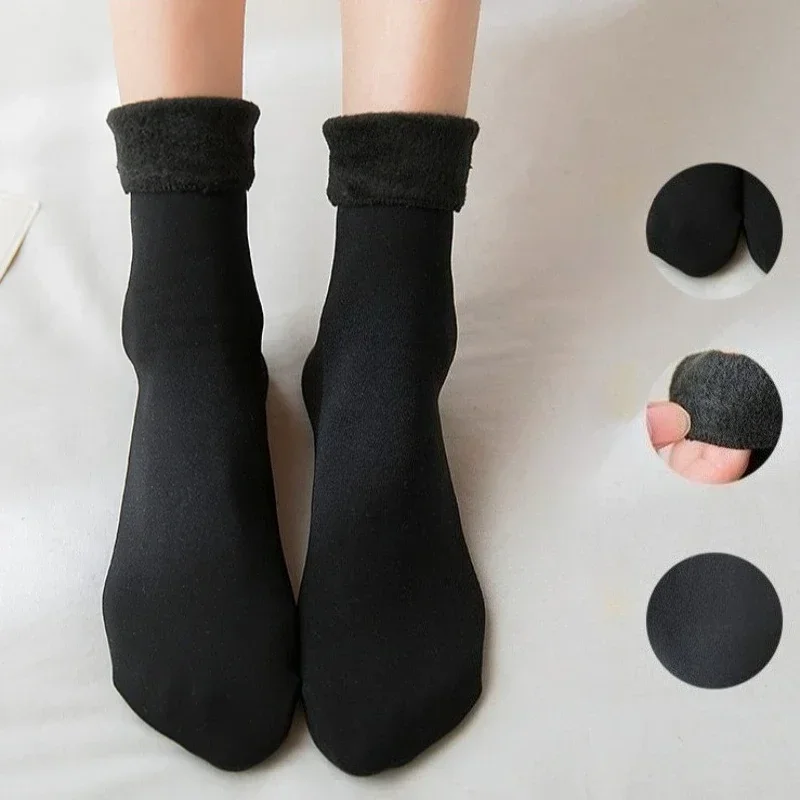 5 pair/lot Winter Women's Snow Socks Warm Fleece Lined Floor Socks Unisex Thick Adult Floor Socks  Long Socks Mid-Calf Socks