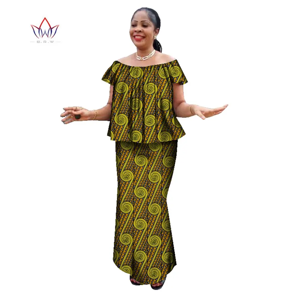 Summer Womens African Plus Size Clothing Skirt Set O neck Traditional