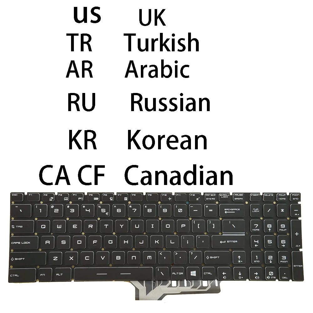 Msi-teclado Eua Reino Unido Russo Turco Árabe Coreano Canadense Canadense Rgb Gs63vr Gs63vr 6rf 7rf Gs72 6qc 6qd 6qe Gt62rd 6re Rgb