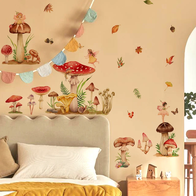 

Mushroom Elf Forest Wall Sticker Living Room Background Wall Children's Room Decoration Self-Adhesive