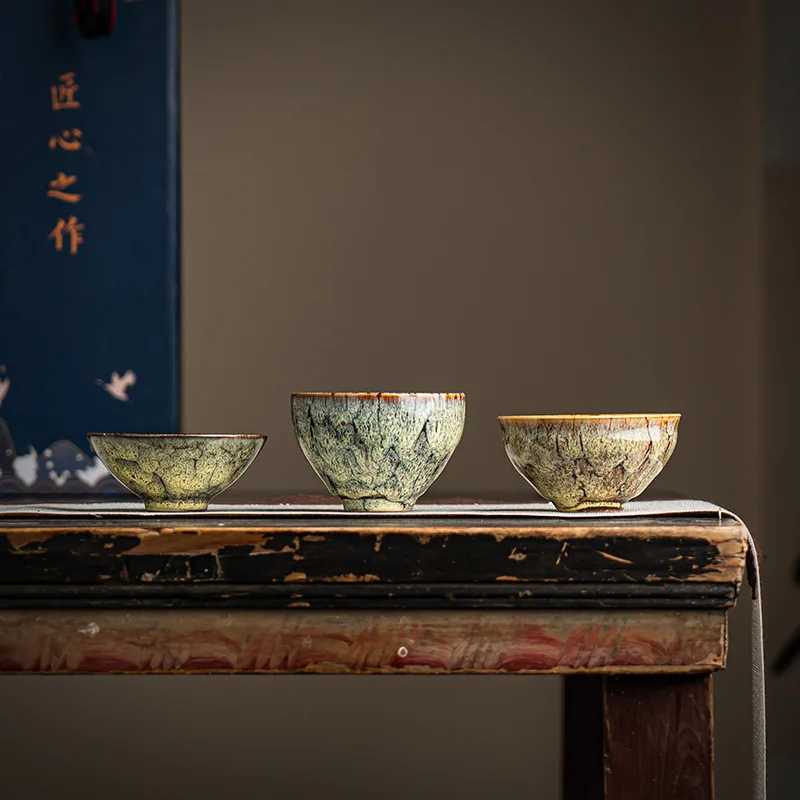Tea cup Chinese Master Cup Ceramic Mug Teacup Ceramic Kung Fu Tea Set Tea Bowl Set Household Gift Jianzhan Five Elements Cup