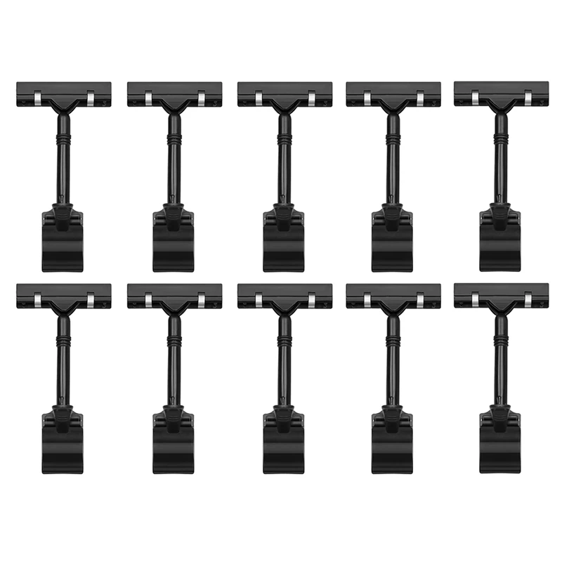 

NEW-10PCS Adjustable Plastic Sign Holder,Clip-On Style Double Head Display Clips Rotating Reuse Sign Price Tag For Store