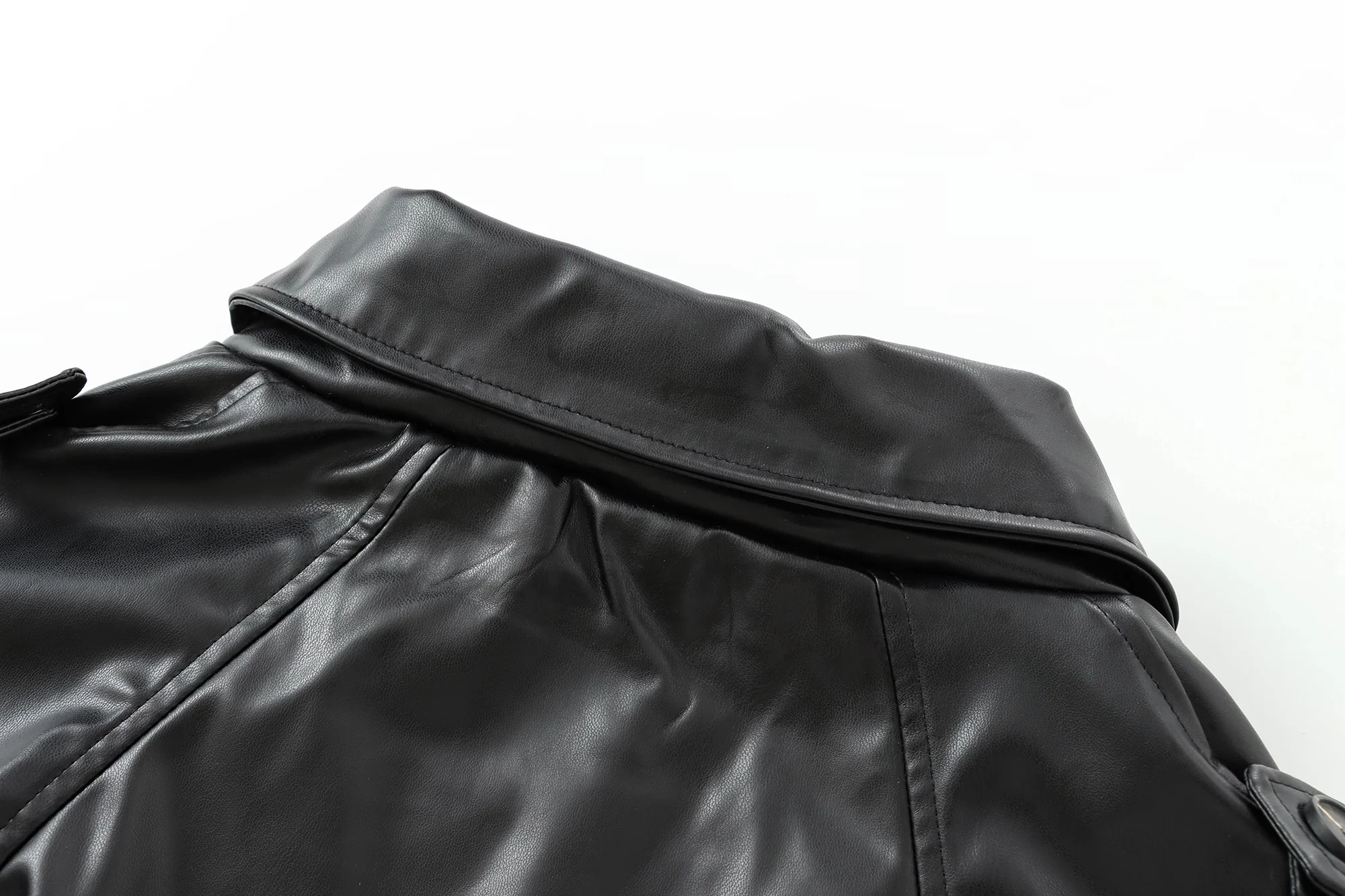 Faux Leather Bomber Jacket for Women - Cropped Streetwear Outerwear
