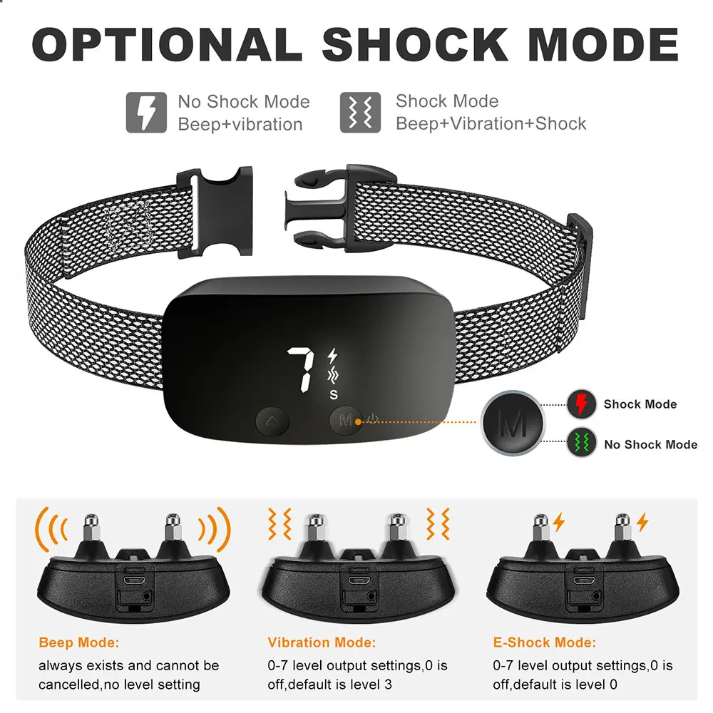 

Automatic Anti Barking Dog Collar Rechargeable Bark Stopper Effective Stop Barking Dog Trainer IP67 Waterproof Collar for Dog