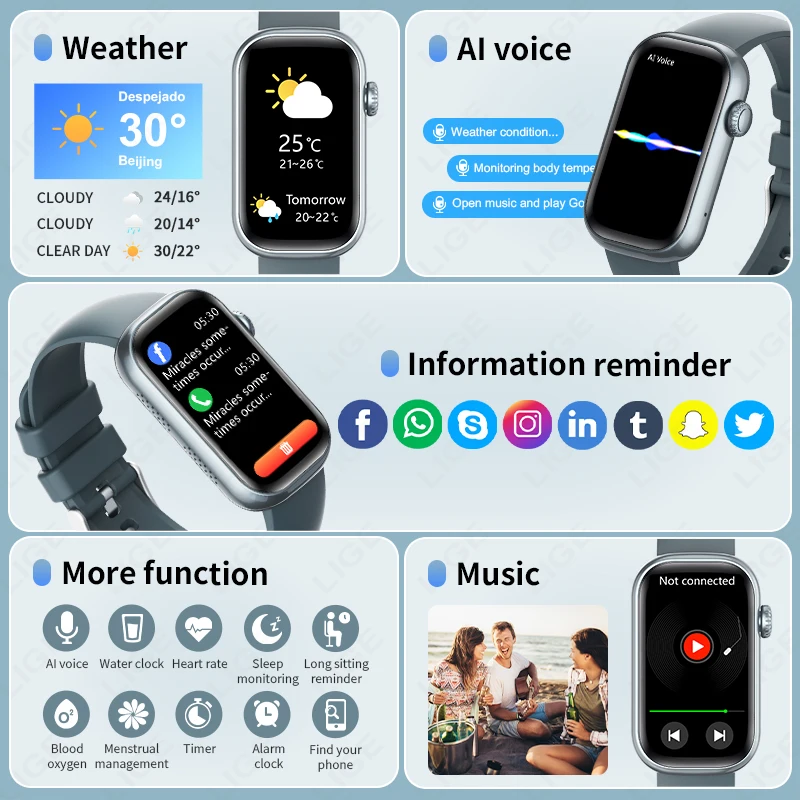 For Android IOS Smart Bracelet Women Smartwatch Men Heart Rate Blood Oxygen Waterproof Sport Smart Band Watch For Ladies 2026