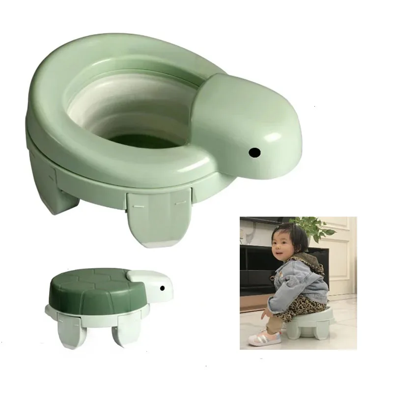 

Portable Travel Potty Seat 4 In 1 Foldable Baby Toilet Training Seat Children's Pot Boy Urinal Cute Tortoise Kids Trainer Bedpan