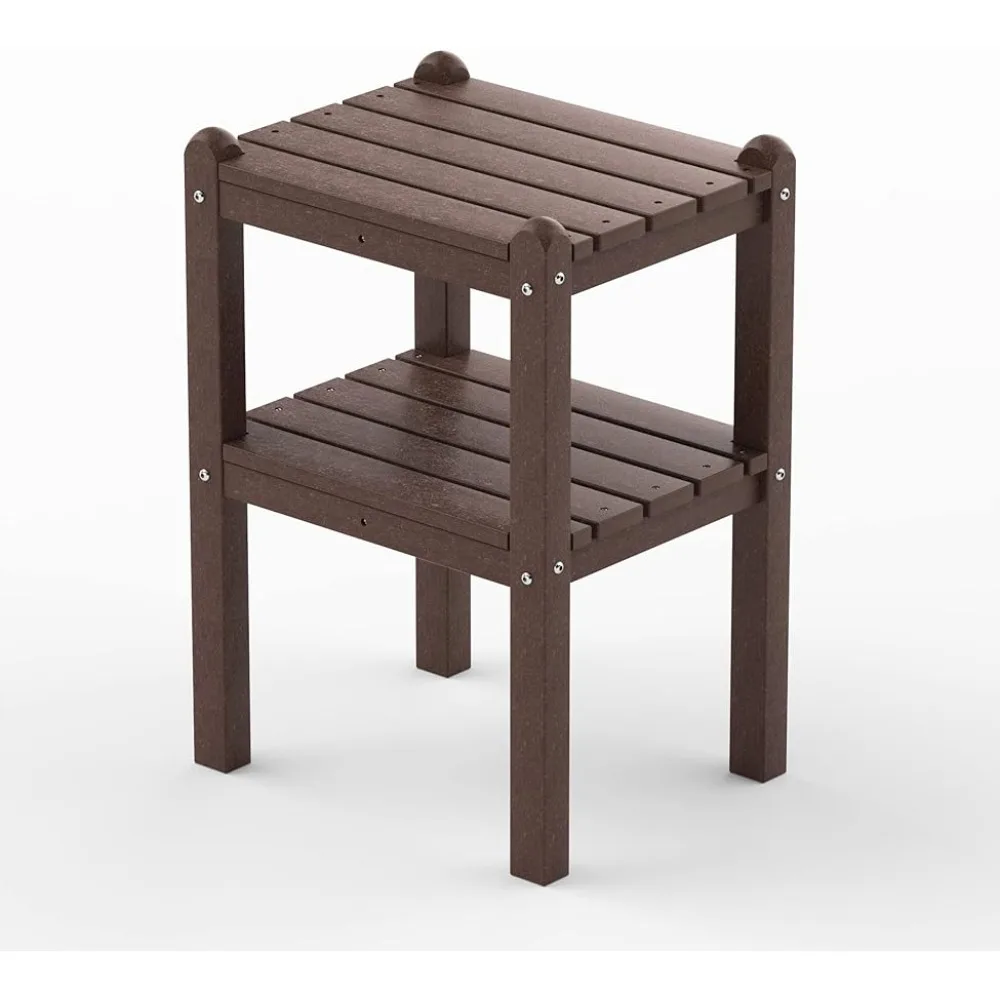 

TORVA 2-Tier Outdoor Side Table, Adirondack End Table, Easy-Maintenance & Weather-Resistant Rectangular Patio Side Table