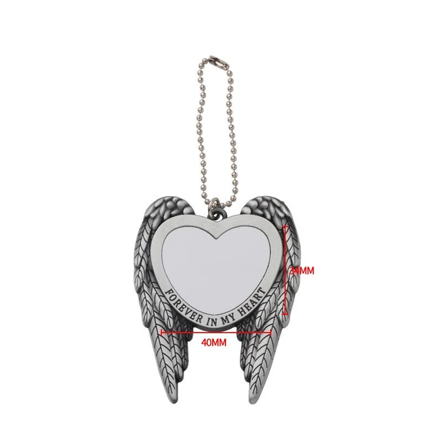 Heart Blank Tag Smooth Charm Heart Wing Pendant Sublimation