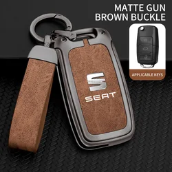 Premium Alloy Leather Car Remote Key Protection Cover - Sleek and Durable Design (A - gun brown ring)