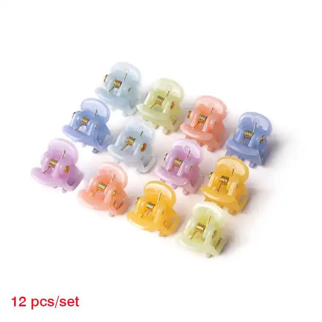 ncmama 12pcs/set Mini Rhinestone No-Slip Grips Hair Clips for Women Girls Glitter Teeth Metal Clamps Flower Hair Accessories 12pcs 02