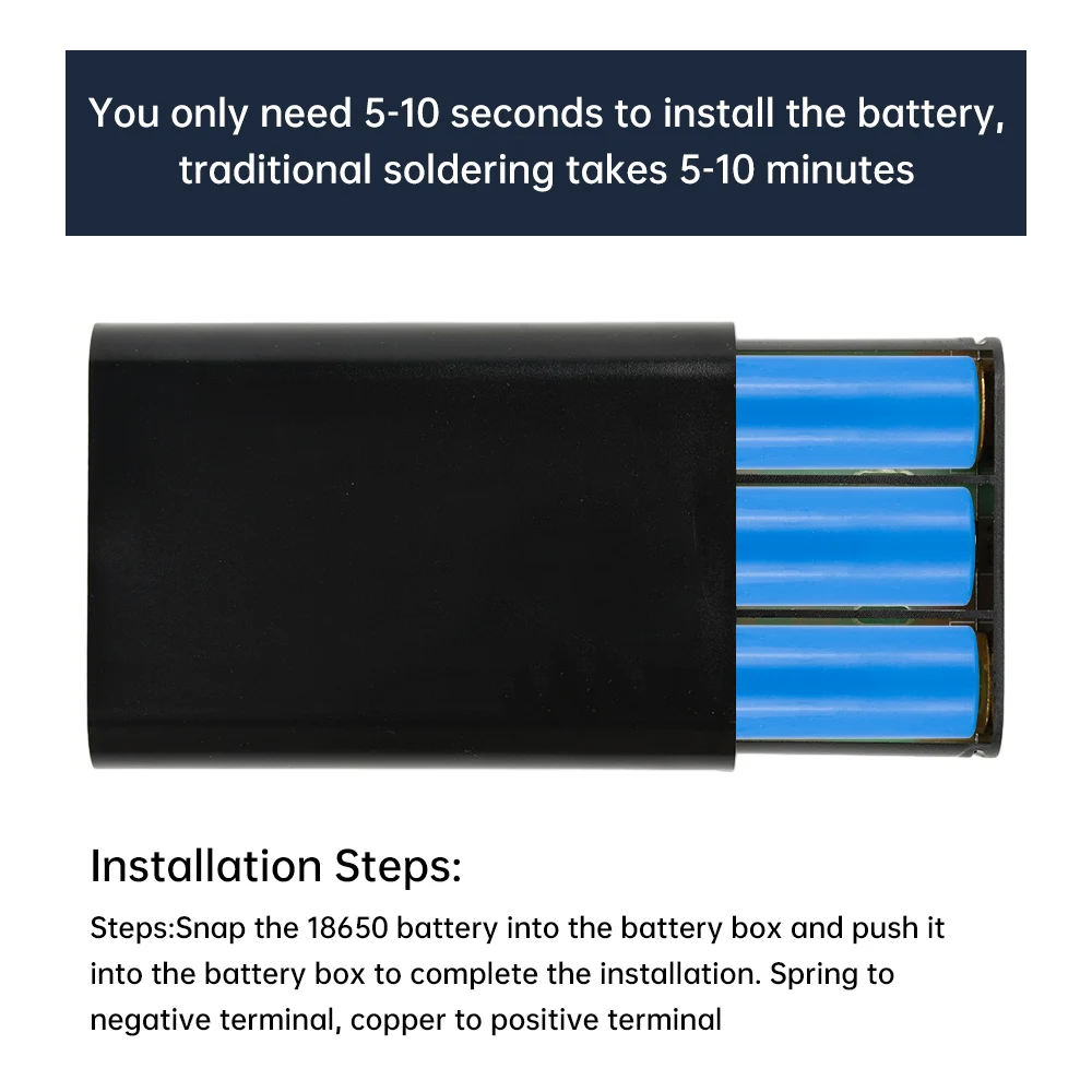 DC 12V Rechargeable 3x 18650 Batteries Solder-Free Tandem DIY Battery Box UPS Battery Pack for Cellphone WiFi Router LED Light