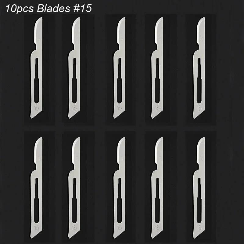 Skalpellklingen, Griff, dick, lang, Kohlenstoffstahl, Schnitzerei, Metall, Büro, Chirurgie, Schreibwaren, medizinisches Schneidemesser, Nummer 10, 11, 12, 15 – Detail 8