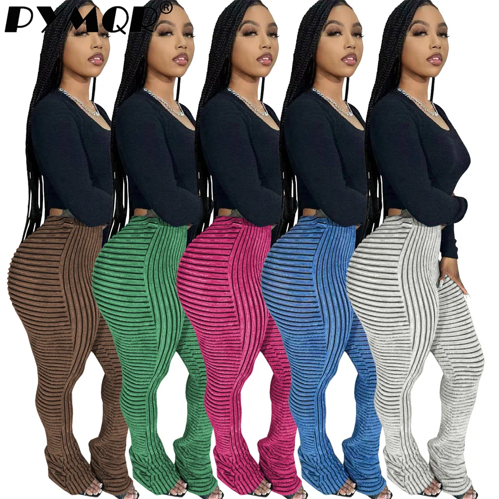 PYMQR New Fur Texture Elastic Slim Fitting Stacked Pants Women 2023 Winter Vintage Y2K Bodycon Sports Jogger Streetwear Trousers