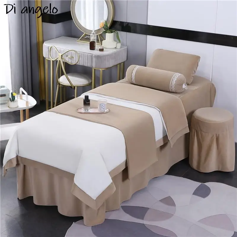 Set Di Biancheria Da Letto Per Salone Di Bellezza In Velluto Di Cristallo Solido Lenzuolo Di Biancheria Da Letto Massaggio Spa Gonna Da Letto Copripiu